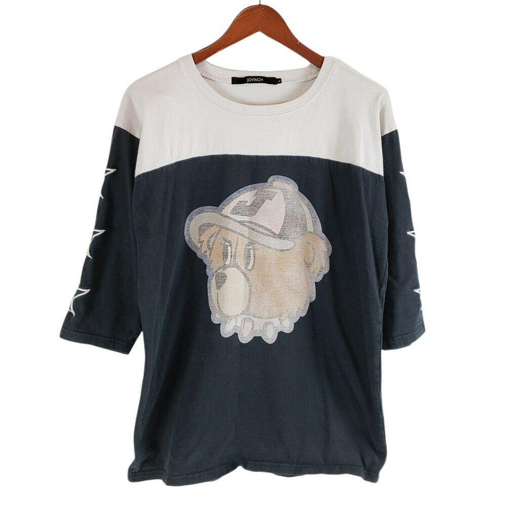 Joyrich Bear Face w/ Embroidered Stars Half Sleeve Shirt Mens Size M Los Angeles